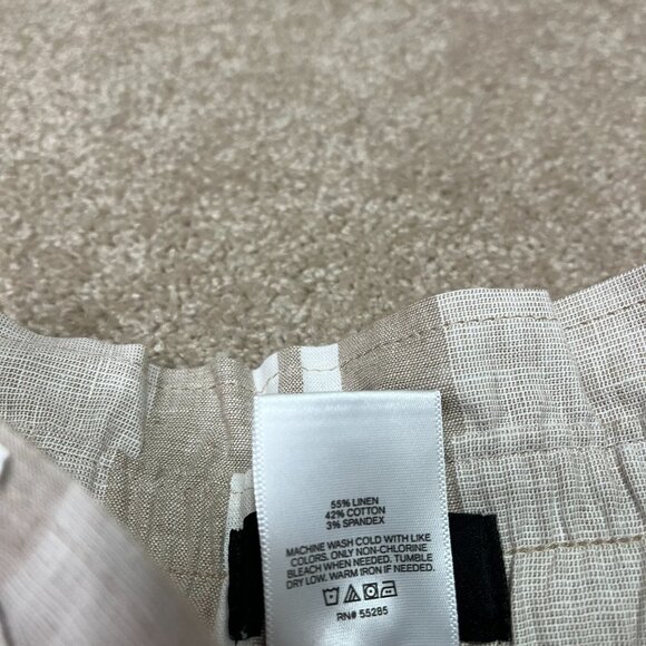 Express Shorts Tan White Striped Linen Blend Belted High Rise Women's Medium - Picture 8 of 9